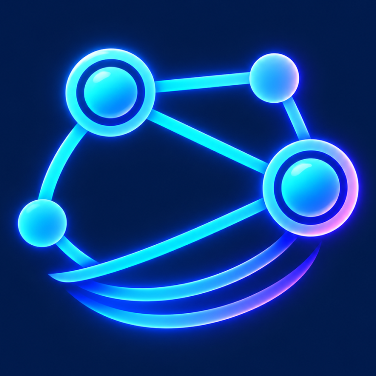 NemoConnect: leuchtende verbundene Knoten, Symbol für private Anrufe, Chat und Datentransfer