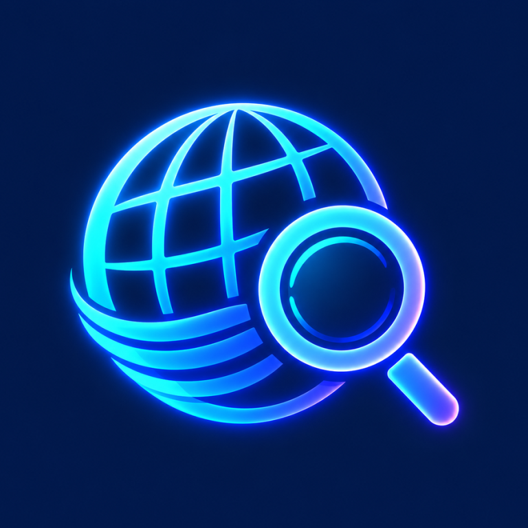 NemoWorld: leuchtende Weltkugel mit Lupe, Symbol für den Browser mit eingebauter Suche